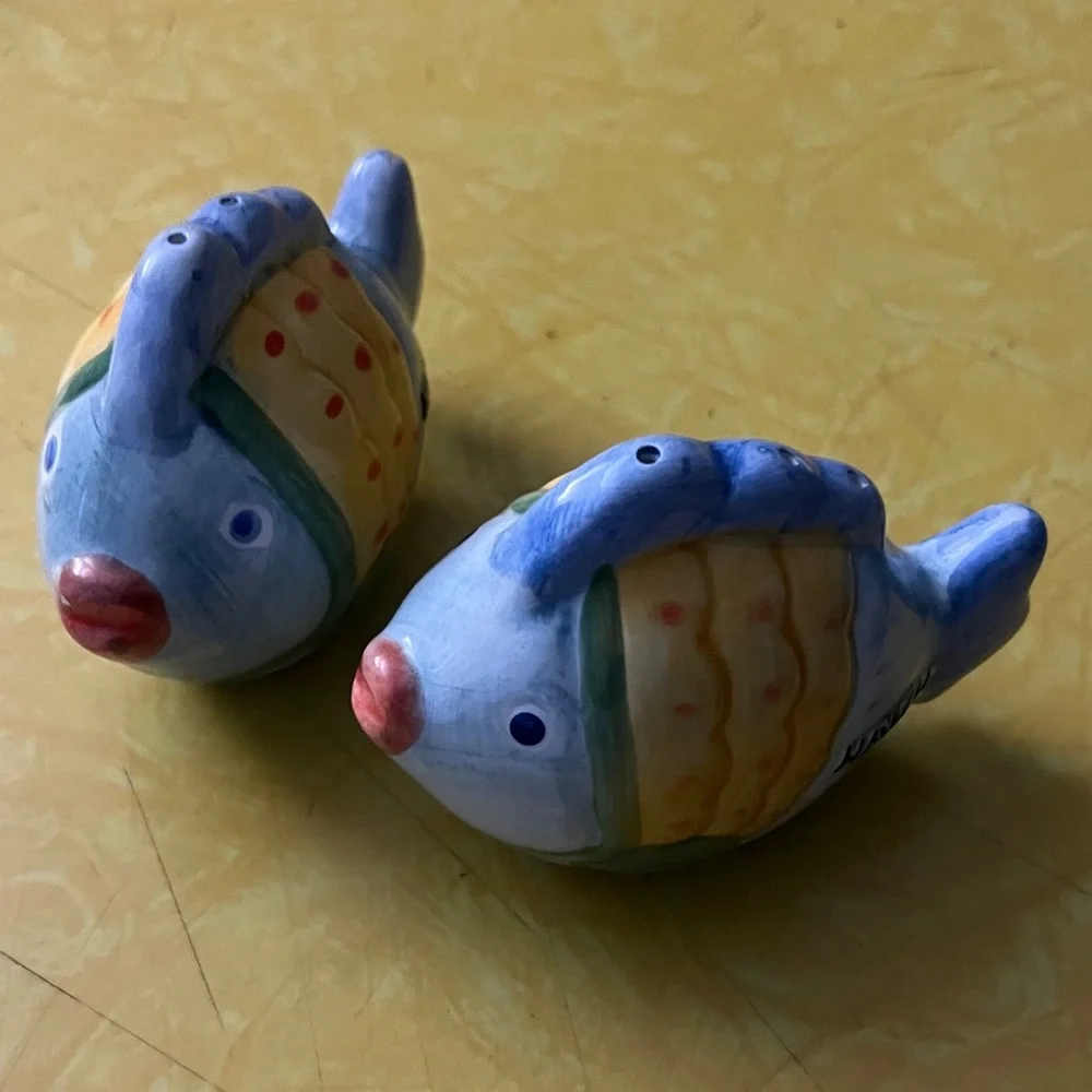 Colorful Ceramic Fish Salt and Pepper Shakers